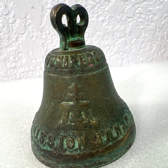 Antique Riverside Raincross Mission Inn Bell Old Vtg Forbes Bronze Souvenir - Picture 2 of 6